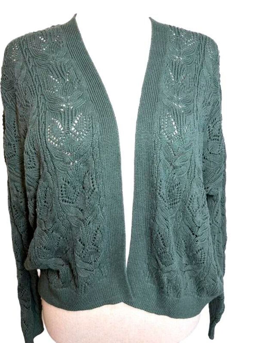 Oversized US XS soft/sage green OPEN cardigan open knit sweater, Lauren Conrad
